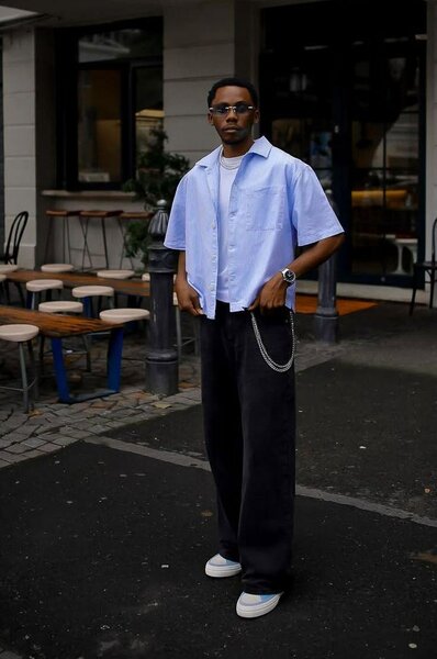 Chemise crop Bleue homme