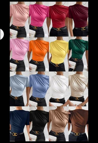 Short sleeved ruched top(S,M,L,Xl)