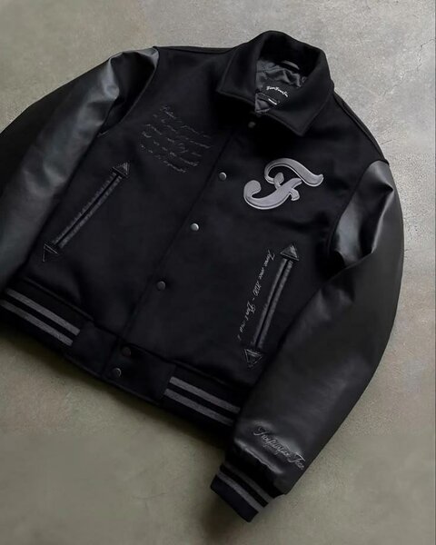 Veste varsity noire élégante