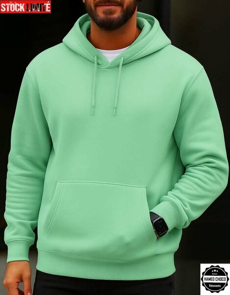 Sweat à Capuche Vert Homme