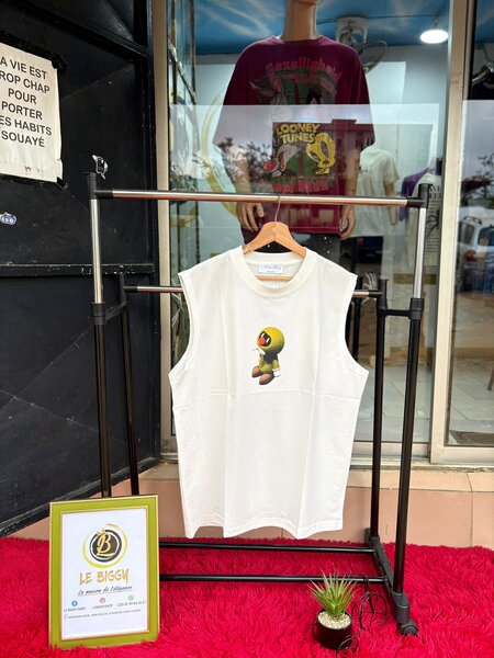 Débardeur Blanc Cartoon Unisexe