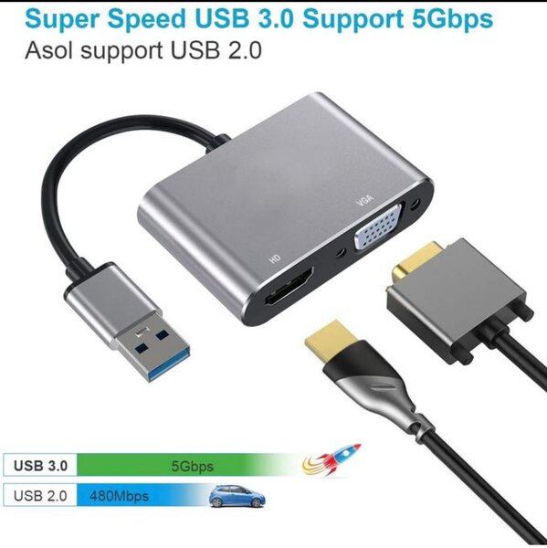 Adaptateur USB 3.0 Vers HDMI+VGA