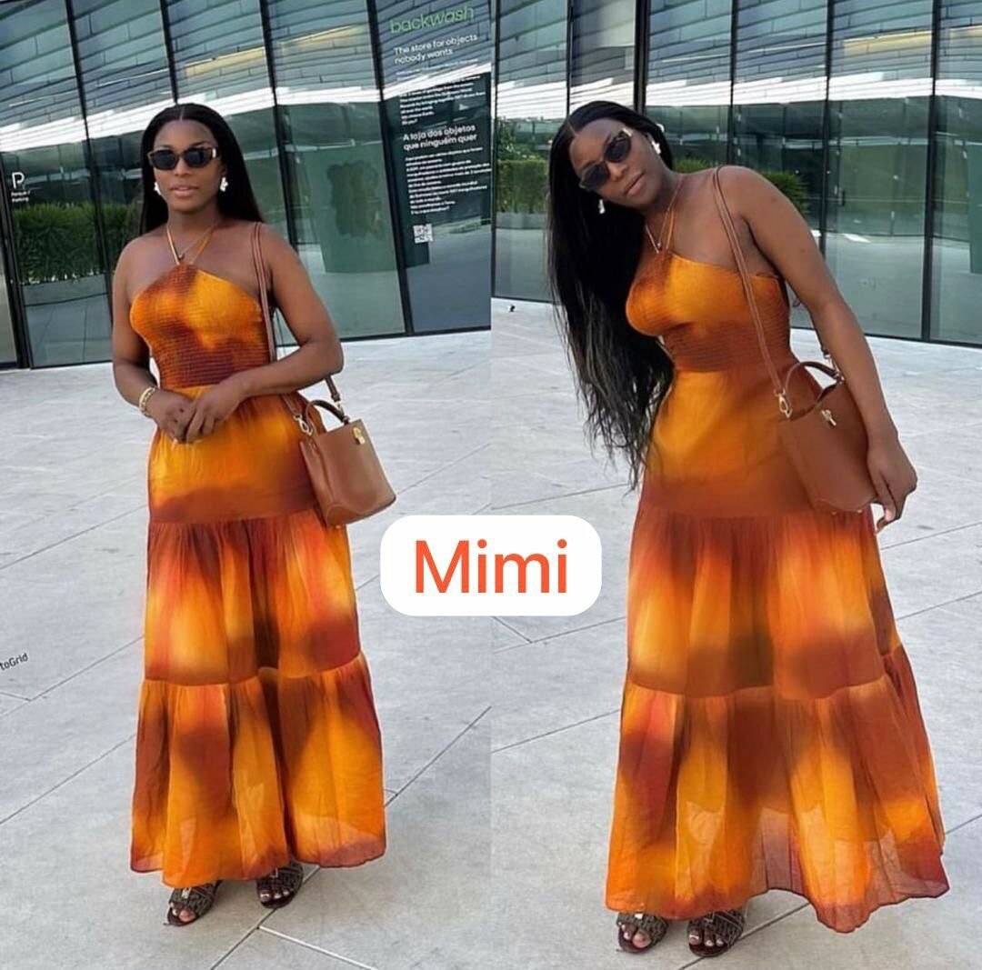 Ladies long dress burnt orange color