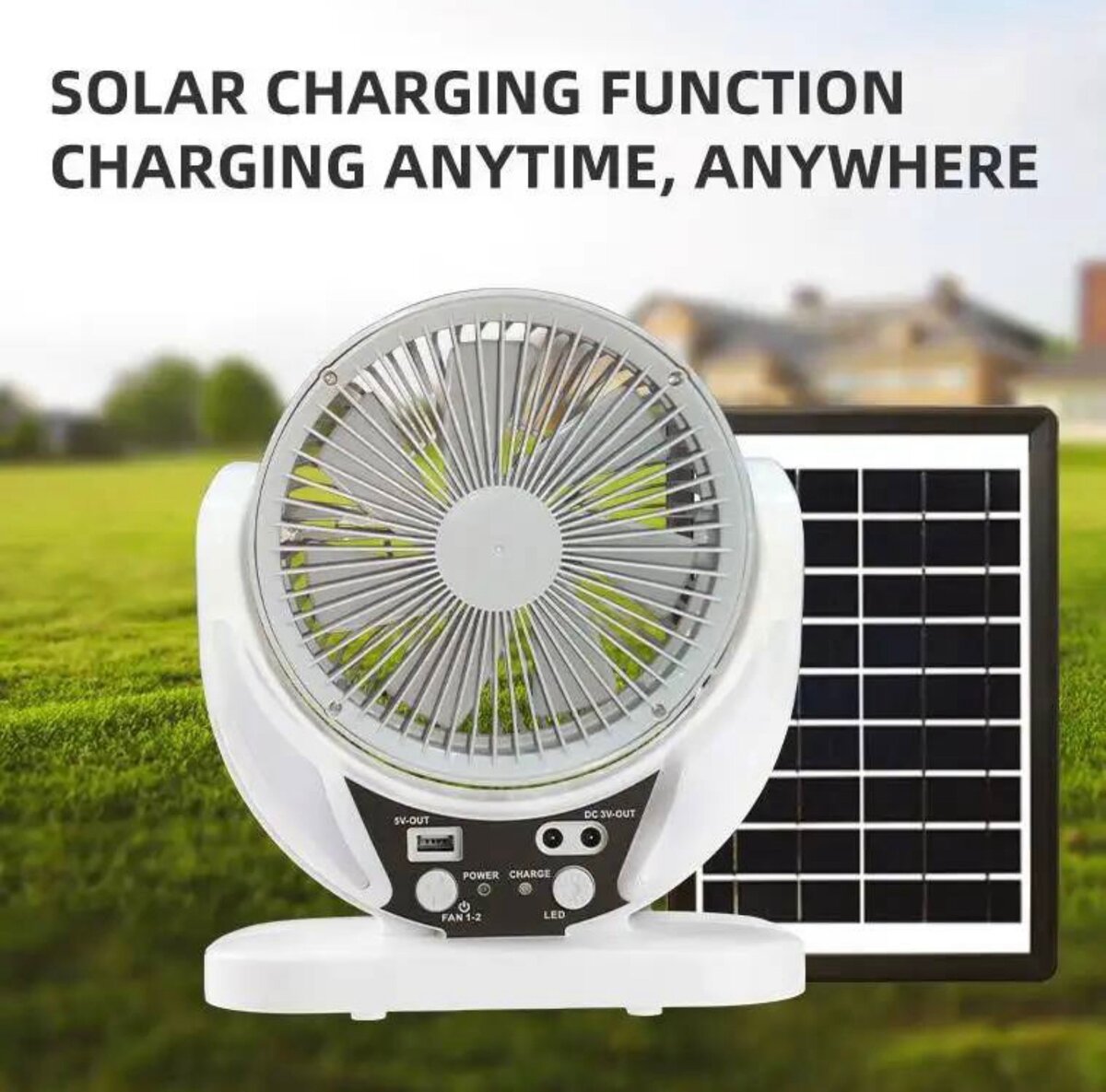 ventilateur de table solaire à batterie intégrée de 6 pouces