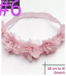 Girls' Baby Pink, Elastic,Floral Headband 