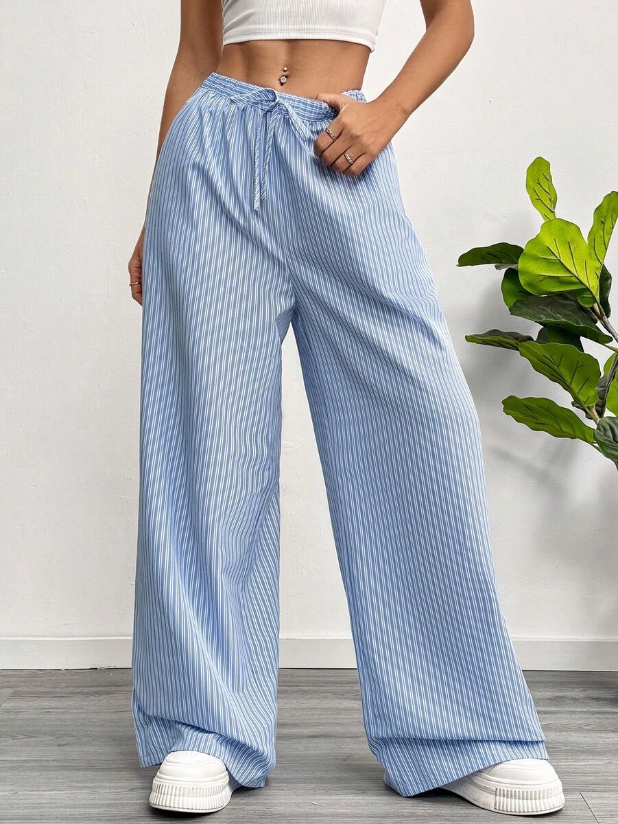 Pantalon large à rayures