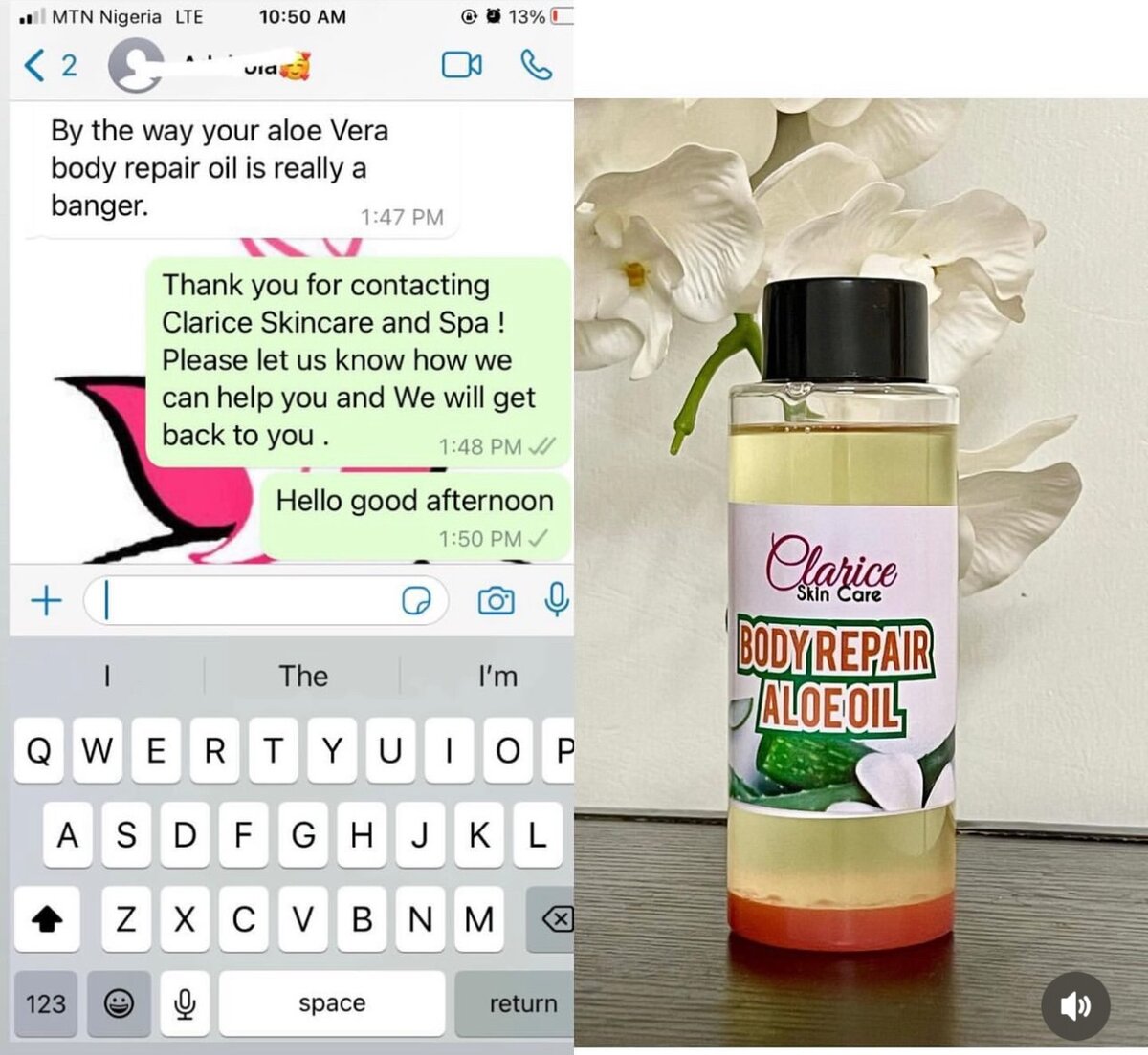 Aloe Vera body repair oil &liquid toning black soap