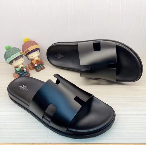 Sandales noires cuir homme