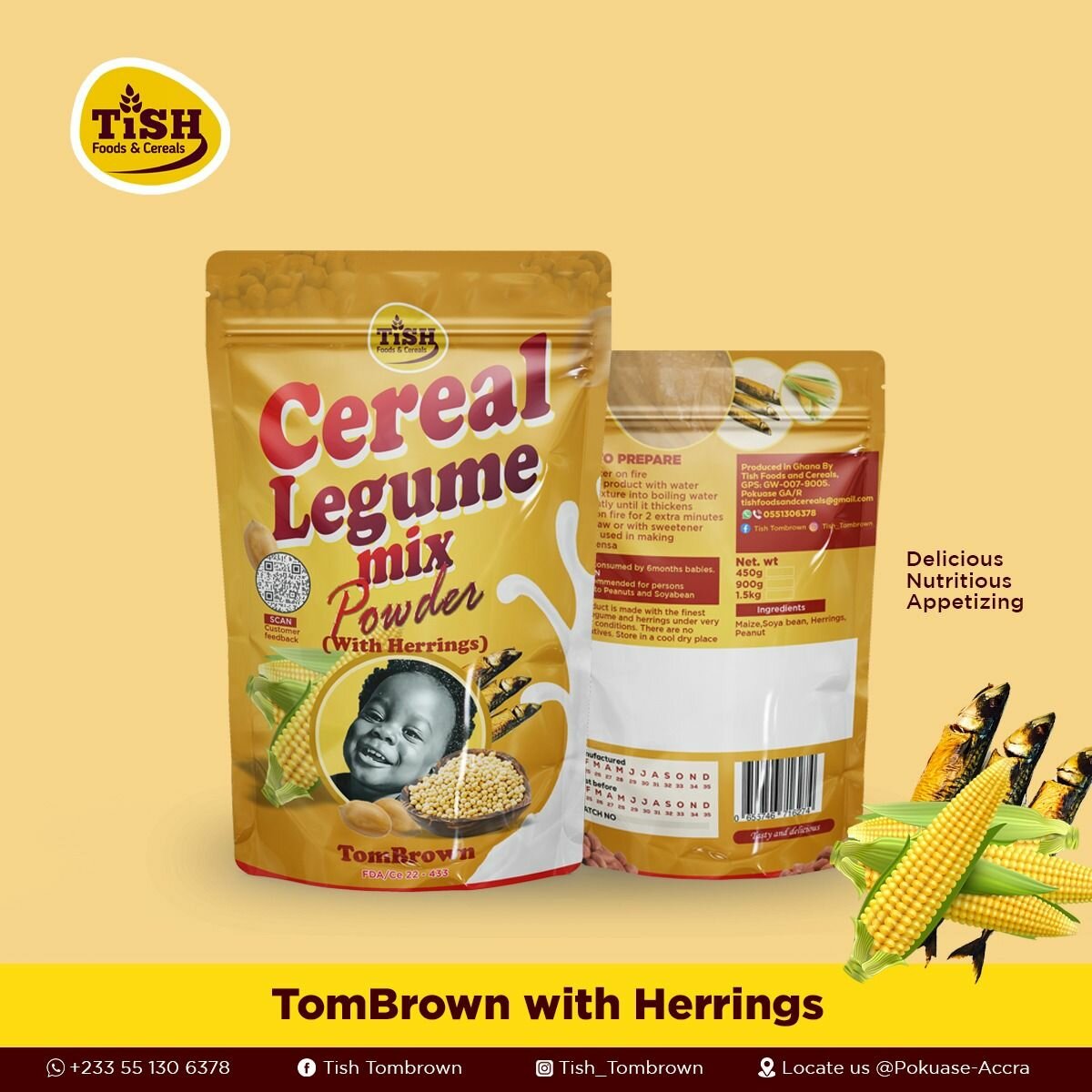 Tish Cereal Legume Mix Powder with Herrings 450g