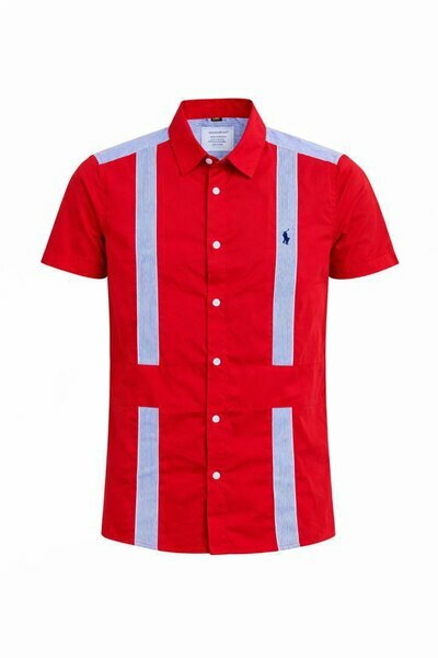 Chemise rouge bandes
