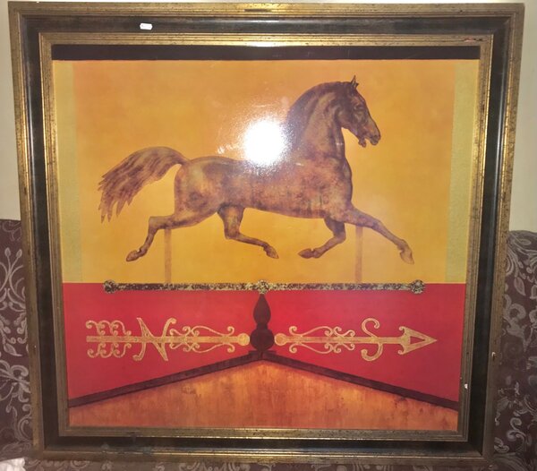 Tableau Cheval Grd Cadre Doré