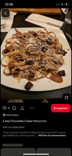 Fettuccine Dessert au Chocolat