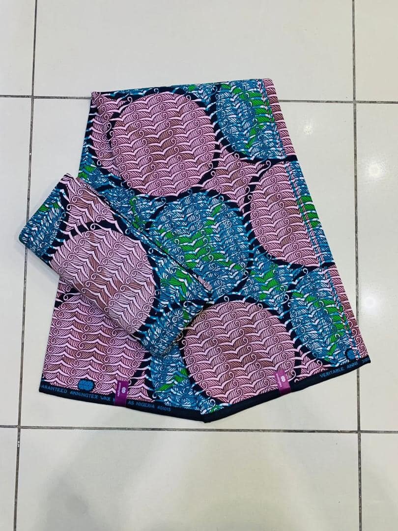 Tissu African print rose bleu