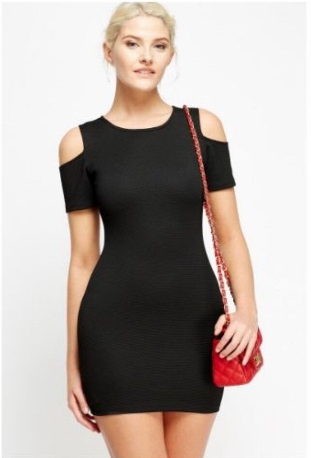 Sexy Ladies Bodycon Dress Skirt Off Shoulder-Black