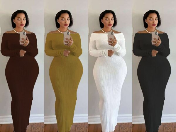 Robe Pull Épaules Dénudées Femme