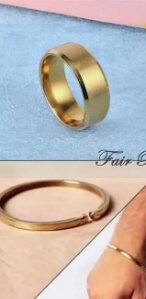 Pack of 2 Silver & Golden Rings with 2 Metal Bangles for Men and boy