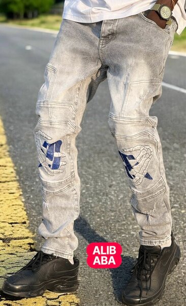 Jean décontracté brodé homme