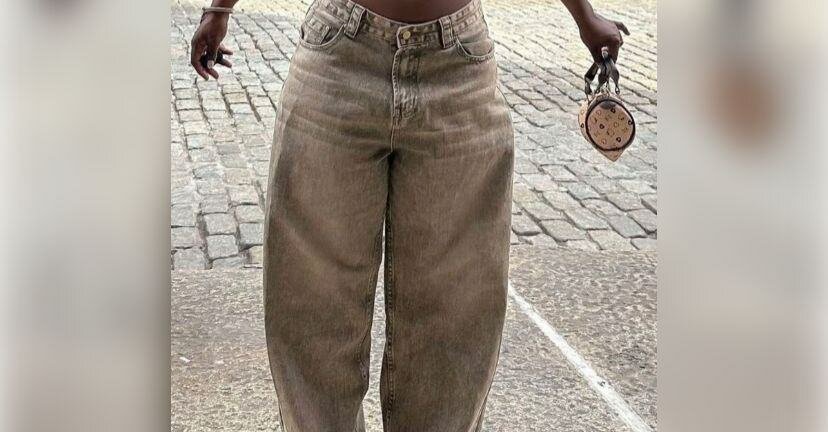 Jean large taille haute