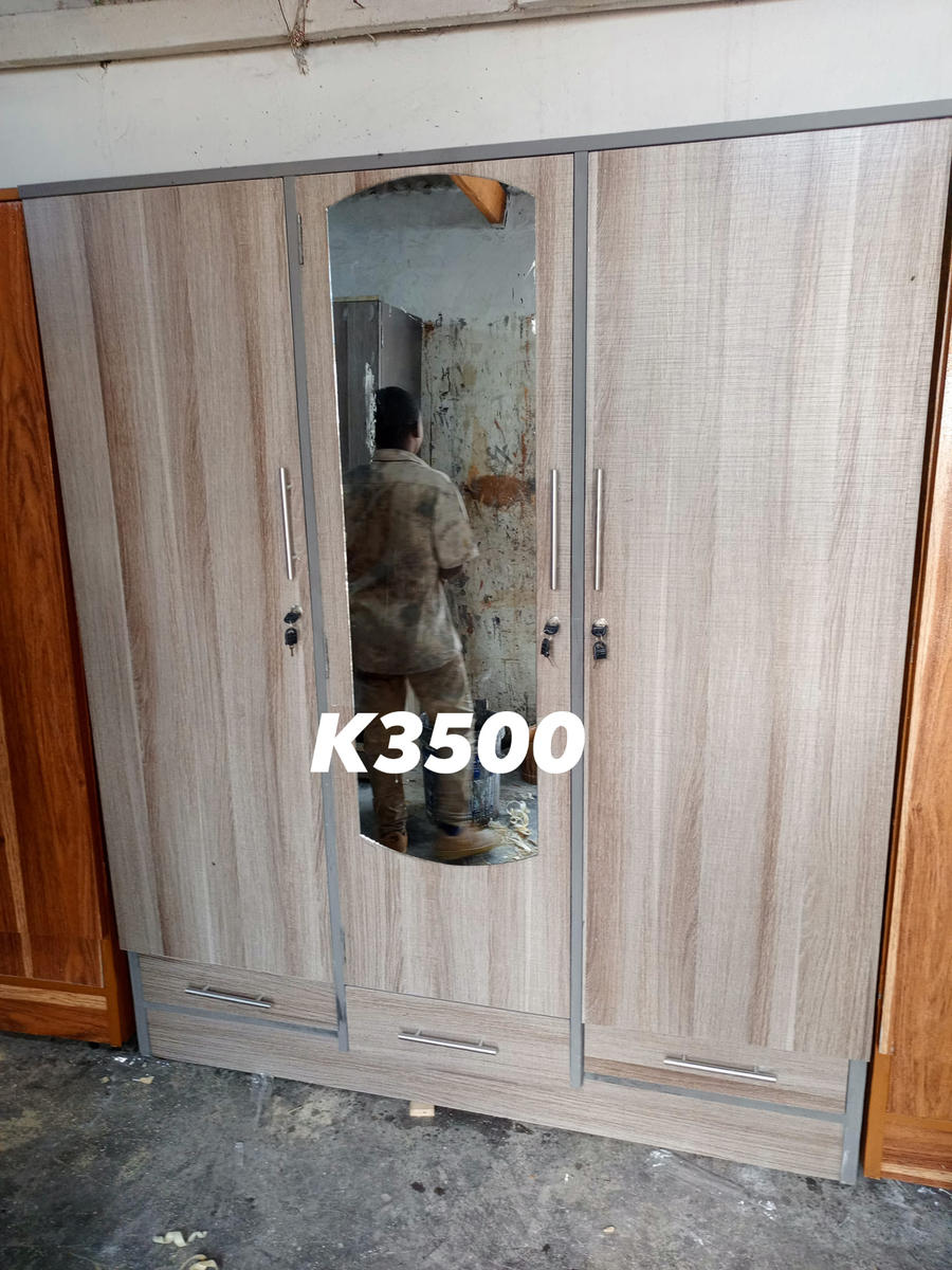 gray cabinet with stripes