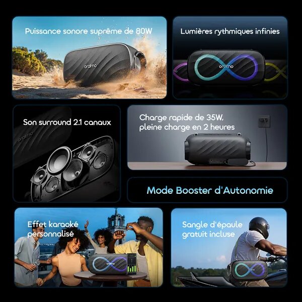 Enceinte Bluetooth 80W Oraimo
