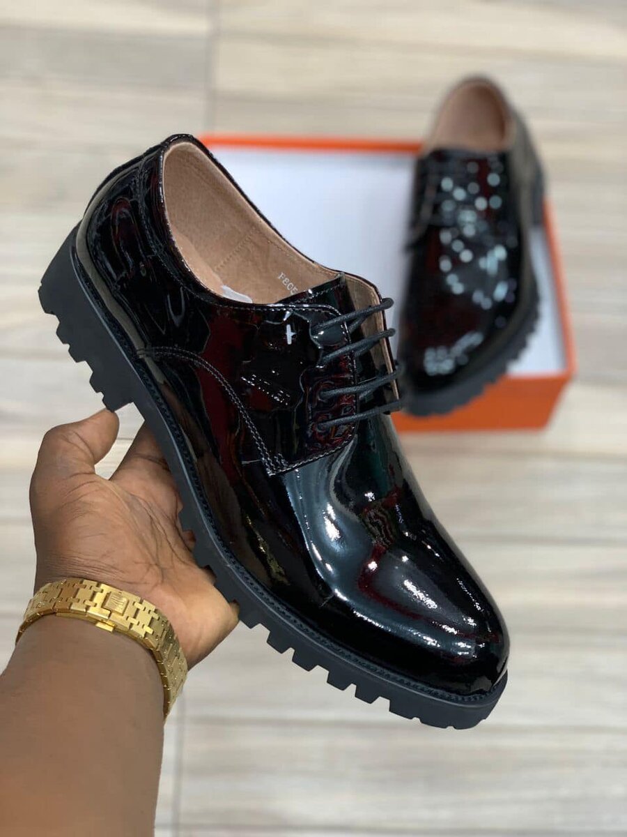 Loafers for men, varnished, black