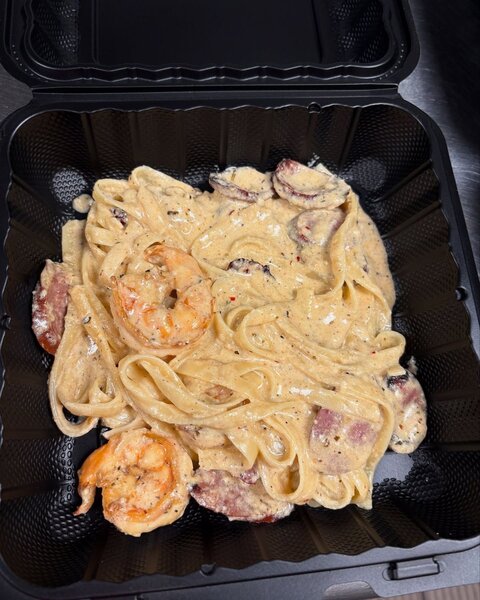 Pate aux crevettes et saucisse