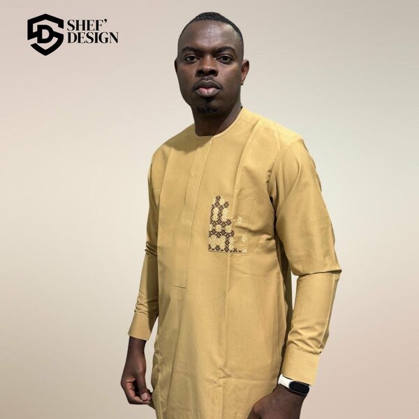 Boubou Homme Élégant Beige