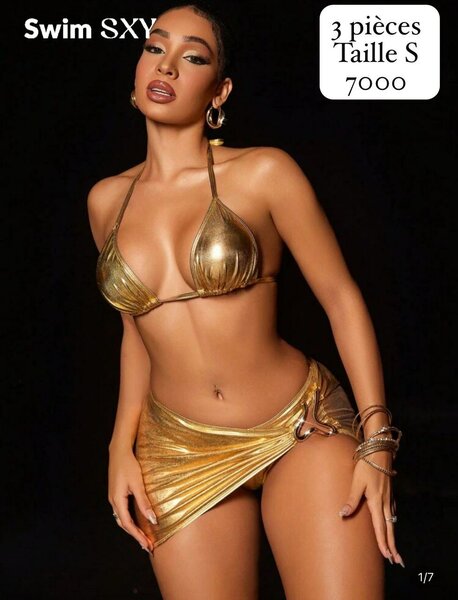 Bikini doré 3 pièces