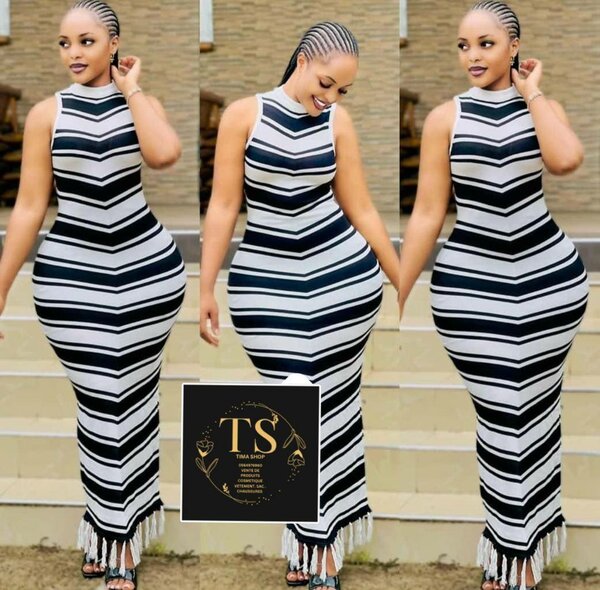 Robe longue rayée élégante