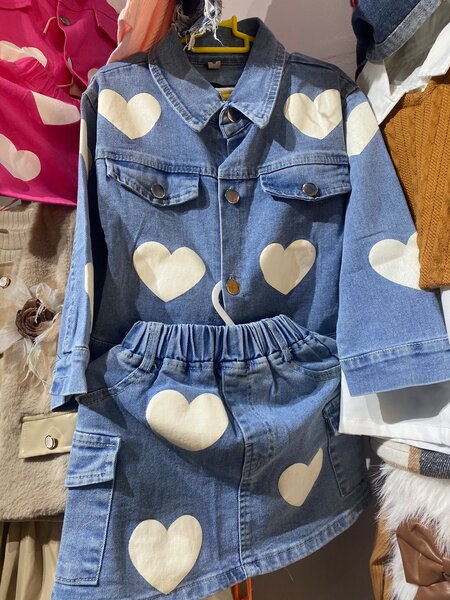 Kids Denim Heart Outfit Set