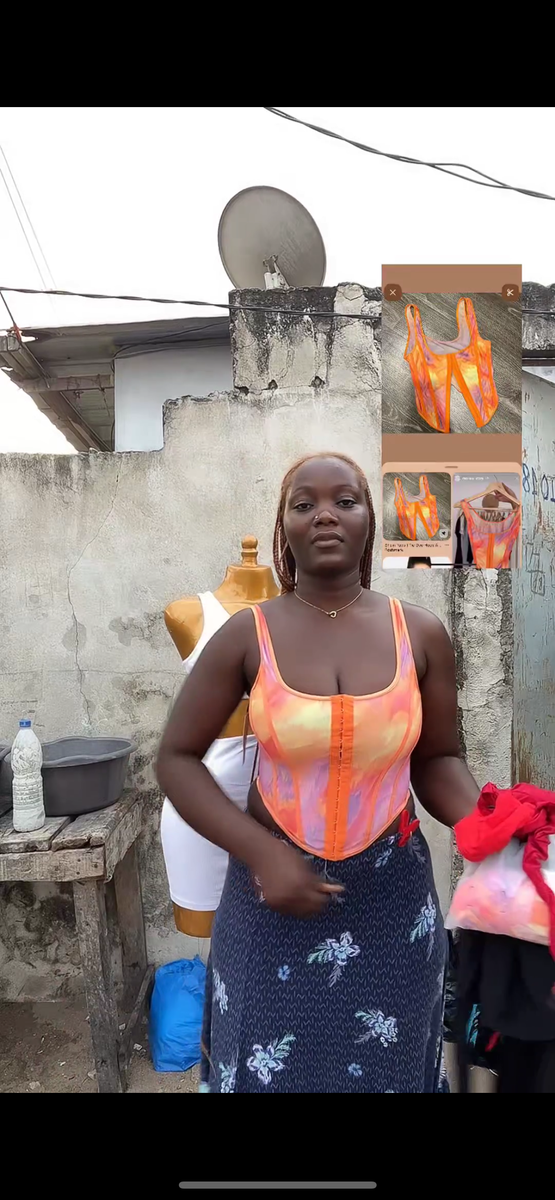 Top bustier tie-dye orange