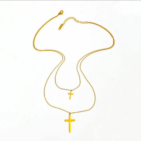 Gold Cross Layered Necklace