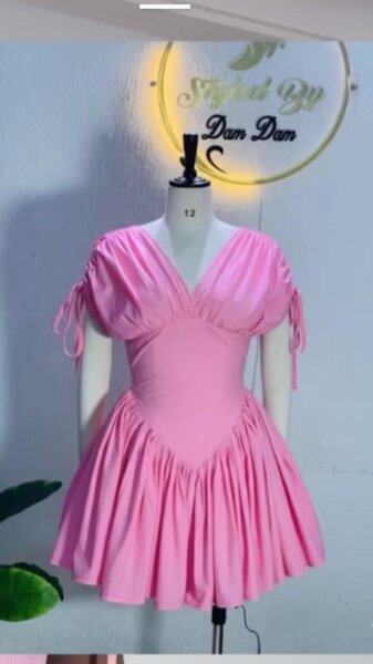 Robe trapèze rose élégante