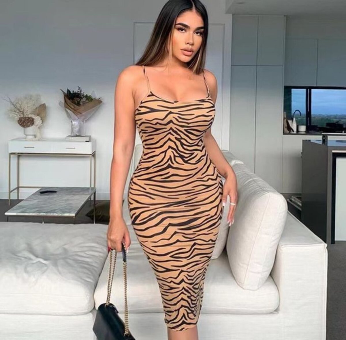 High Quality Elegant Clothes Printed Dress Halter For Summer