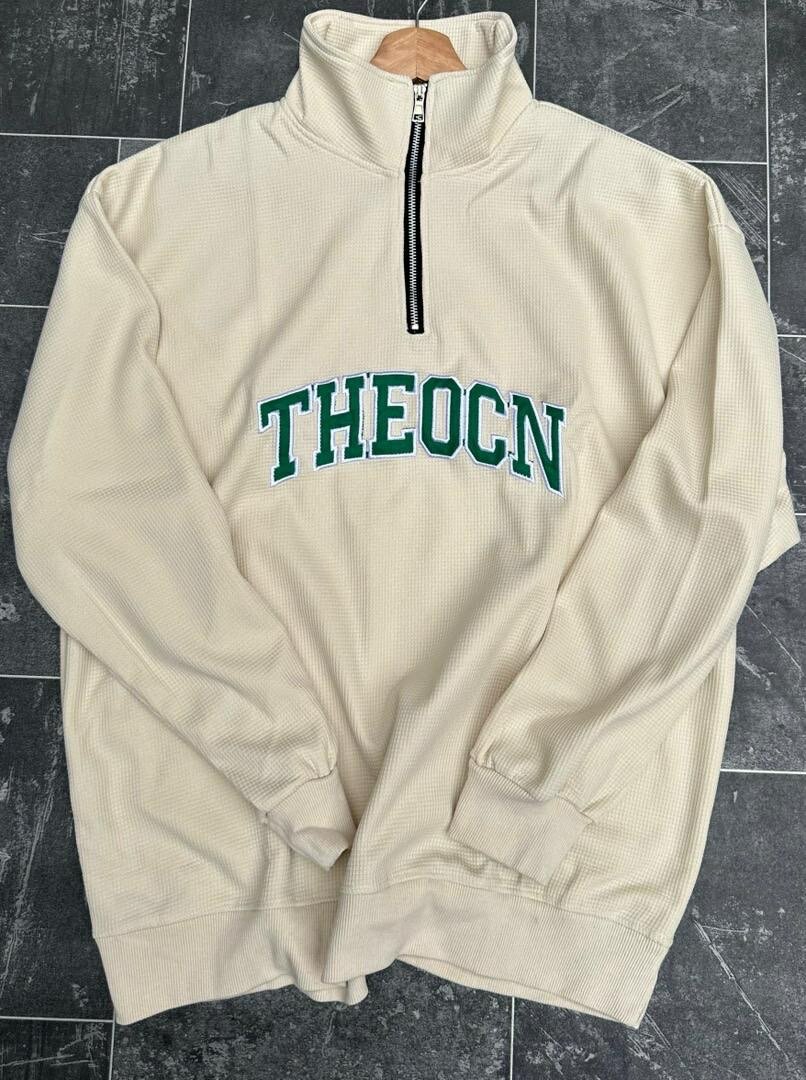 Sweat-shirt à col zippé beige