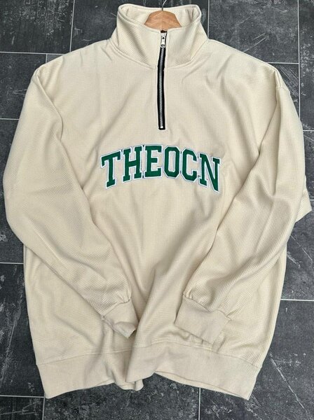 Sweat-shirt à col zippé beige