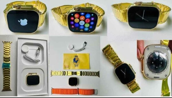 Montre Connectée Dorée avec Logo Apple