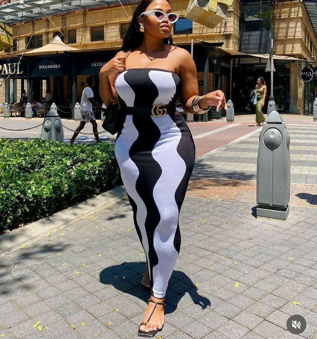 Robe longue rayée chic