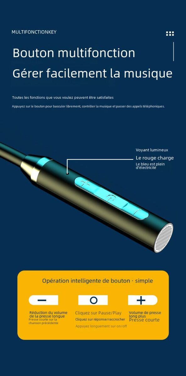 Écouteurs Bluetooth Magnétiques