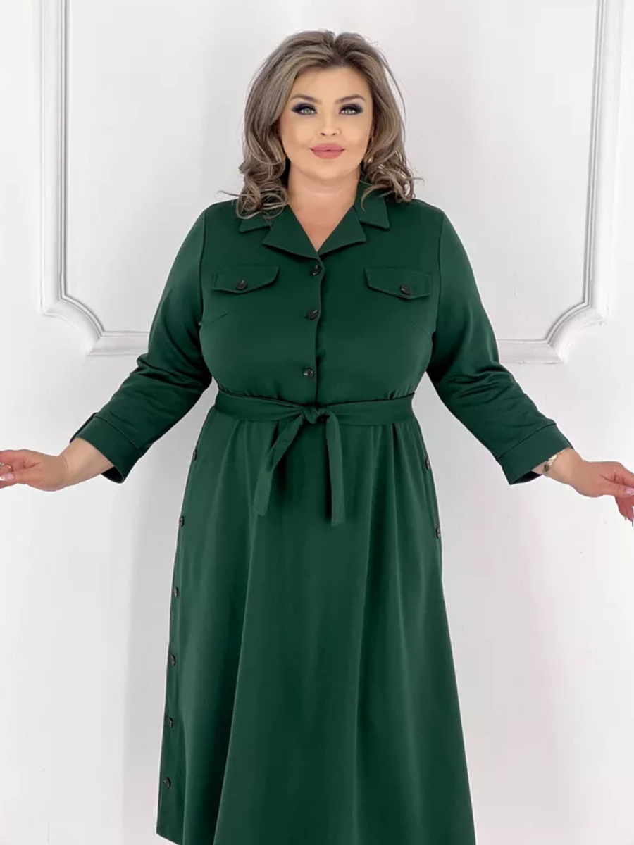 Платье осеннее из трикотажа зеленое