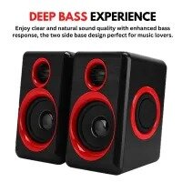 Ft-165 Computer Speakers With Heavy Bass Volume , 3.5mm Audio, USB Wired Powered Built-in Four Loudspeaker Diaphragm Multimedia Speaker for Gaming PC Laptops And Computers