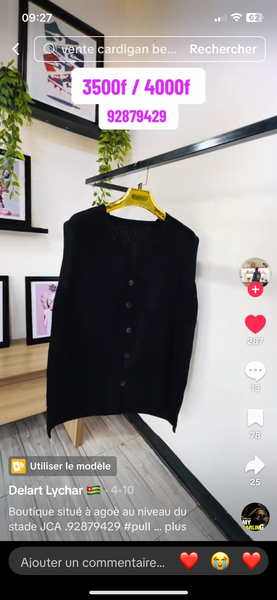 Cardigan noir en laine