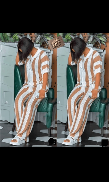 Ensemble rayé en tricot