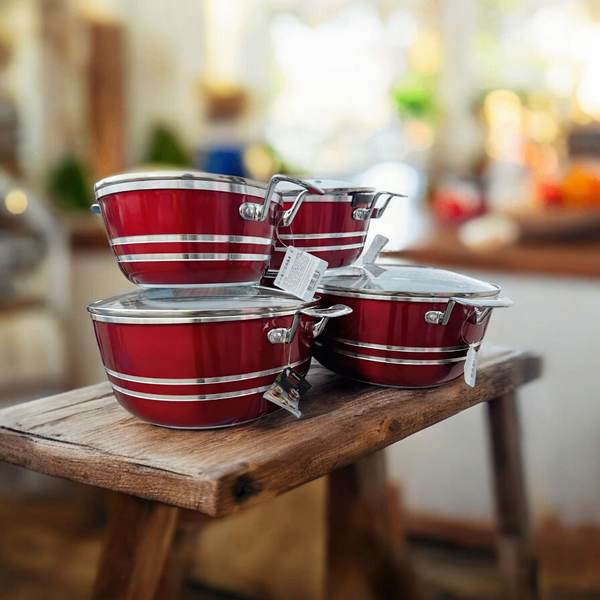 Set de Marmites en Fonte Rouge 5pcs