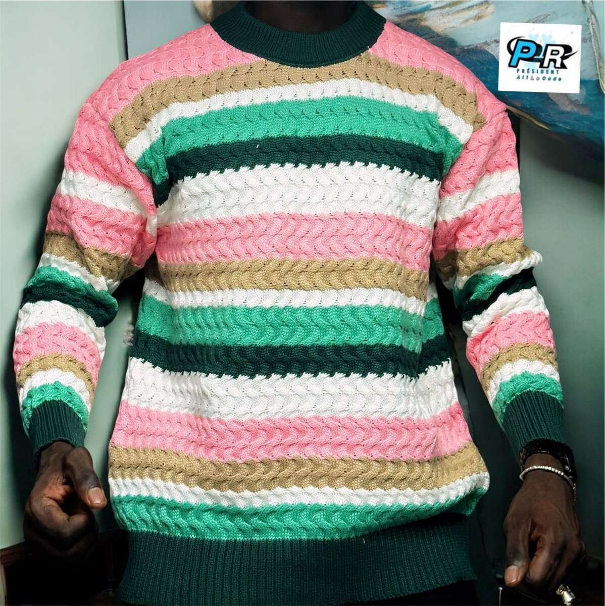Pull rayé coloré pour homme