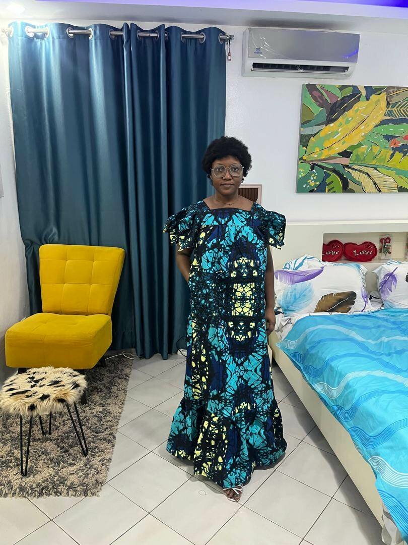 Robe longue en wax colorée