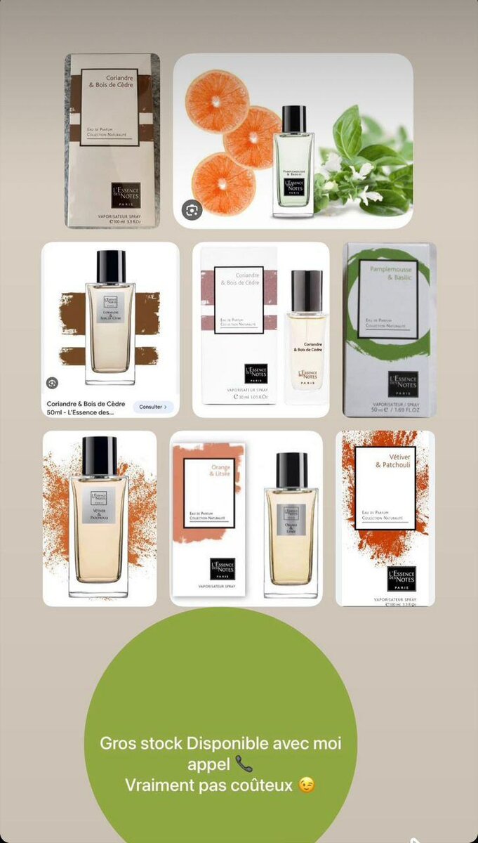 L'essence des notes parfums 50 ml (Homme & Femme)