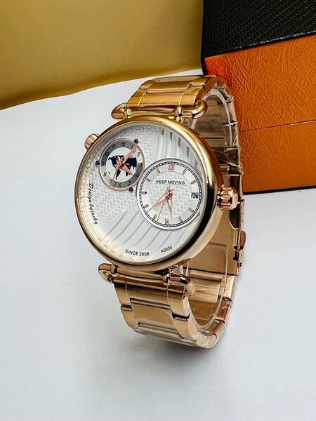 Main mécanique montre, or couleur avec blanc cadran, GARDER en MOUVEMENT