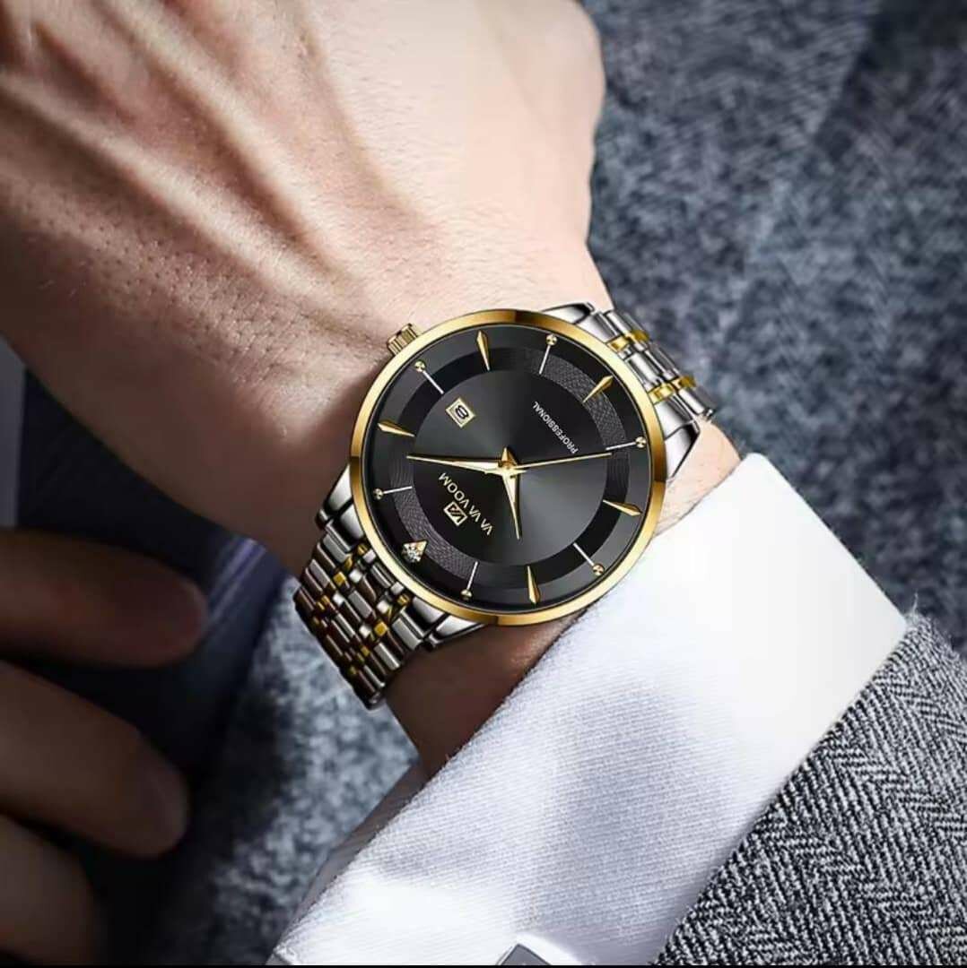 Montre homme élégante dorée