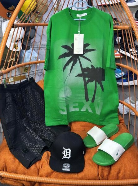 T-shirt Palmier Vert Été